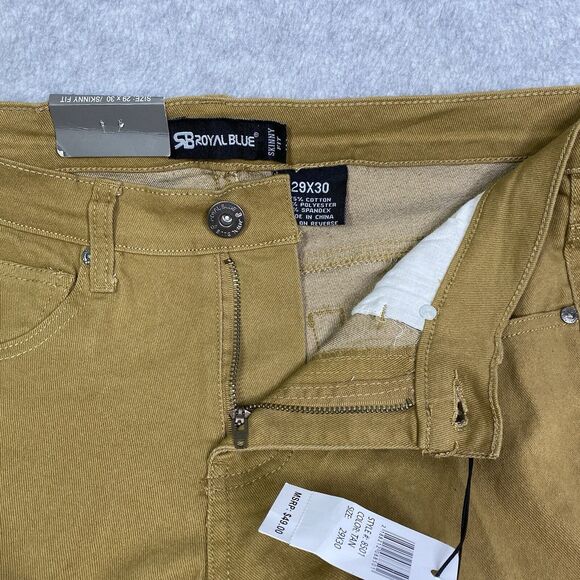 Royal Blue Mens Jeans 31x30 Khaki Super Skinny Tapered Stretch Preppy School NWT - Picture 4 of 11